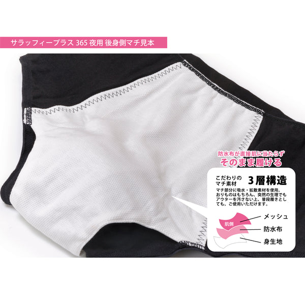 サラッフィープラス365 [夜用] 配色レース 前漏れガード